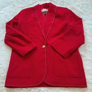 Vtg Nygard Collections Womens Blazer Large Red Wool Cashmere Blend Pocket 15291x